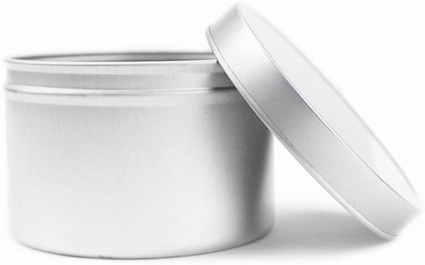 8 oz silver steel deep tin with slip cover lid- Case of 24