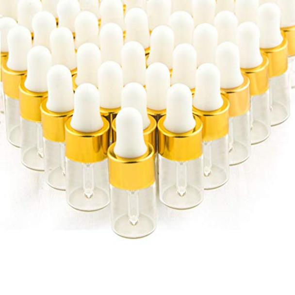 Easeen 50 Pcs Sample Dropper Bottles, 5ml Clear Mini Dropper Bottles with 2 Pcs Plastic Droppers for Traveling Essential Oils DIY Cosmetic Liquid Sample Perfume