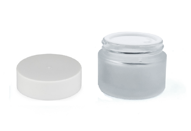 50ml Glass Frosted Cream Jar w/ White Cap and Insert