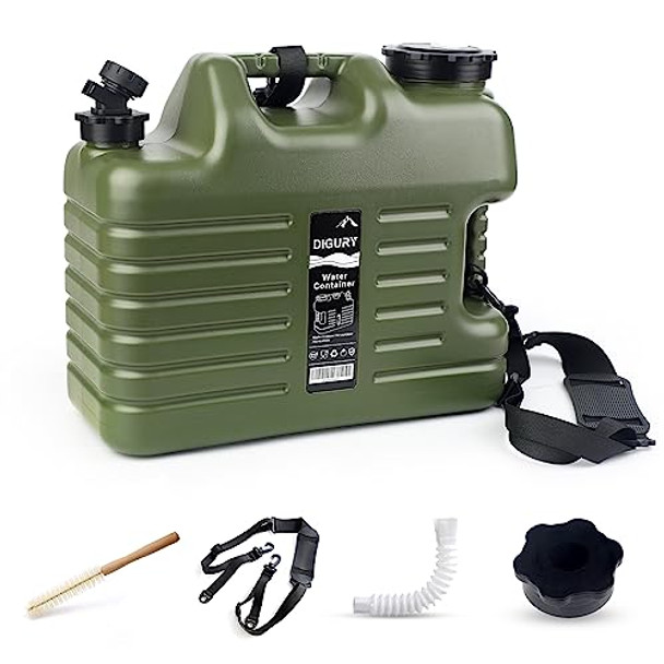 Digury 5 Gallon Water Jug, Camping Water Container BPA Free Water Storage with Spigot No Leakage Portable Emergency Water Tank for Outdoor Hiking Camping Picnic Supplies Green
