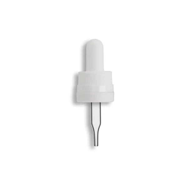 18-415 White Tamper Evident/Child Resistant "Superdropper" Dropper Assembly- Clear 49mm Length- Pack of 200