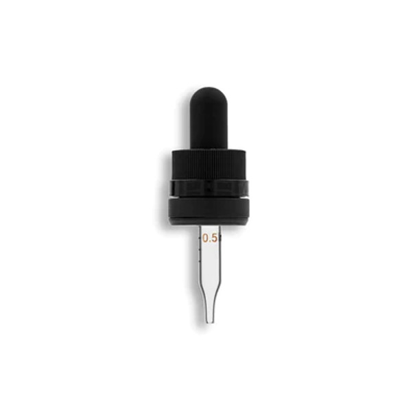 18-415 Tamper Evident/Child Resistant Dropper Assembly- Graduated 49mm Length- Pack of 200