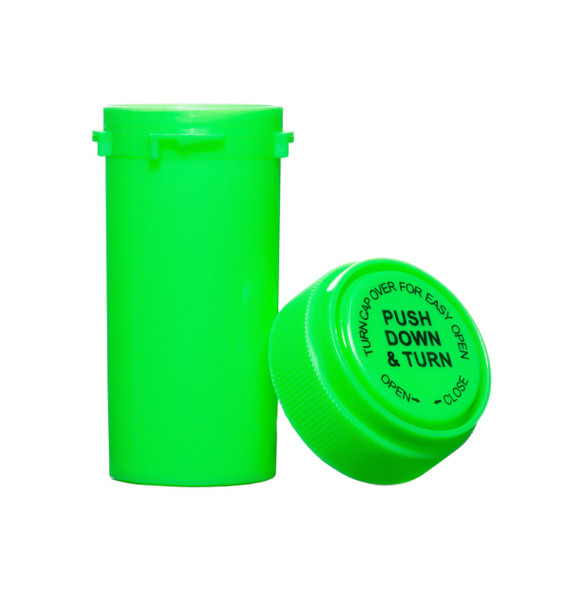 13 Dram Push & Turn Reverse Cap Bottles - 275/ Case - Green