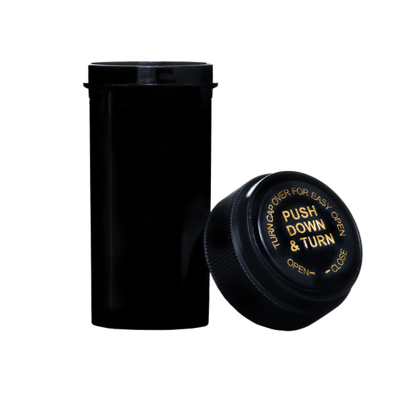 13 Dram Push & Turn Reverse Cap Bottles - 275/ Case - Black