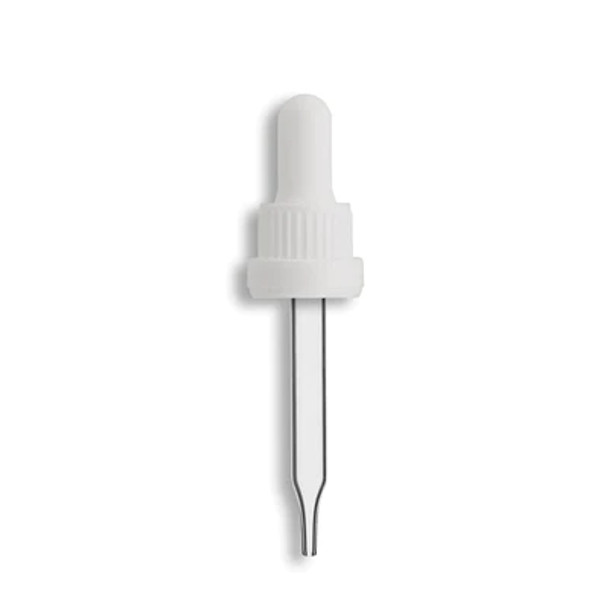 18-415 White Tamper Evident Dropper Assembly- Clear 76mm Length- Pack of 200