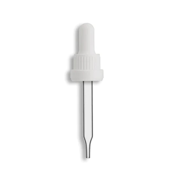 18-415 White Tamper Evident Dropper Assembly- Clear 91mm Length- Pack of 200