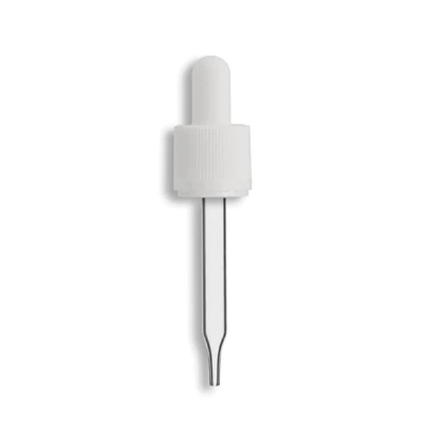 18-415 White Tamper Evident/Child Resistant Dropper Assembly- Clear 91mm Length- Pack of 200