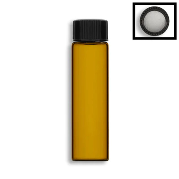 8mL Glass Amber Vials w/ Black PS Lined Cap- Case of 306