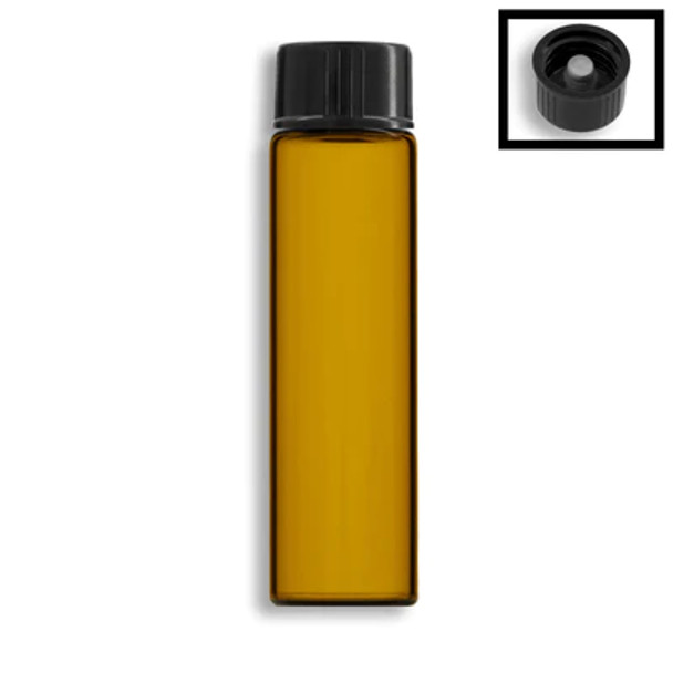 10ml Amber Vials w/ Black Polycone Lined Cap- Case of 218