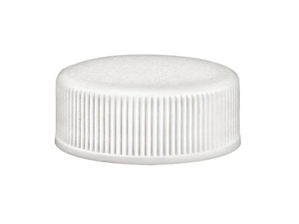 28-400 White Ribbed Plastic Cap (Heat Seal Liner - Clean Peel for PP/PE)
