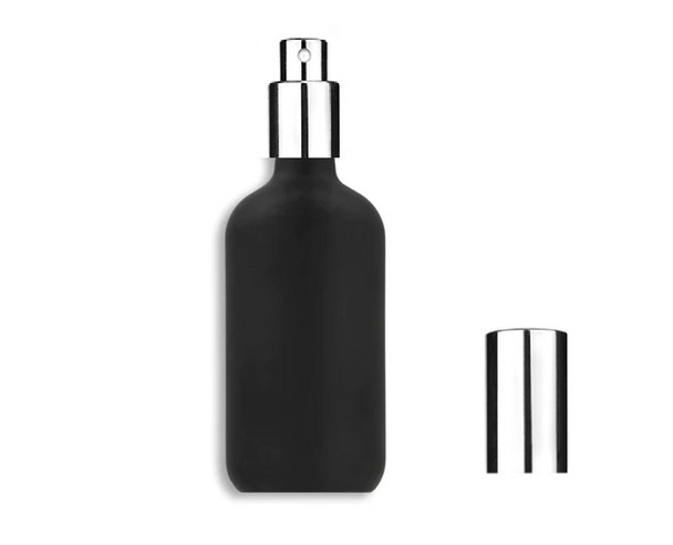 100ml  Miron  Black Euro Glass Bottle w/ Shiny Silver Sprayer- Case of 96