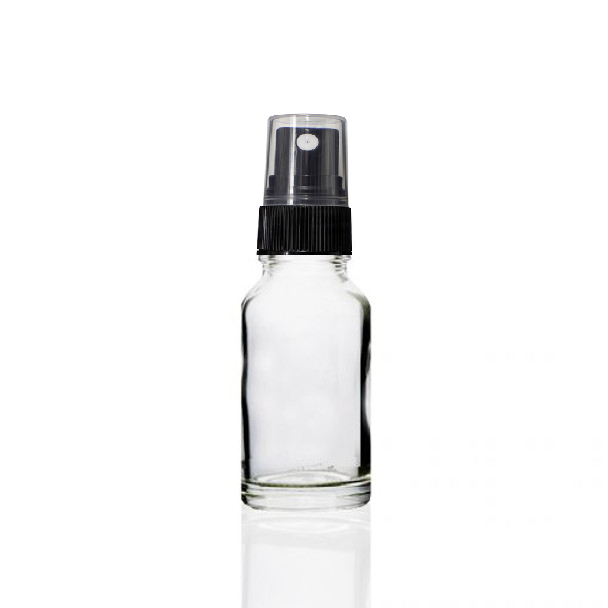 15ml Clear Euro Dropper Bottle w/ Black Fine Mist Sprayer