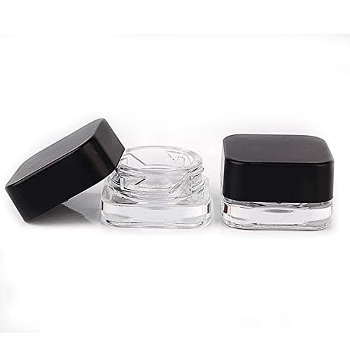 9ml Mini Square Clear Concentrate Jars with Black lids - pack of 250