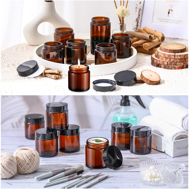 36 Pcs 4 oz Glass Jars with Lids Leakproof Round Airtight Jars Empty Cosmetic Jars with Inner Liners Lid for Storing Lotions Powder Ointments Candle Making (Black,Amber) 36 Pcs 4 oz Glass Jars with Lids Leakproof Round Airtight Jars Empty Cosmetic Jars with Inner Liners Lid for Storing Lotions Powder Ointments Candle Making (Black,Amber)