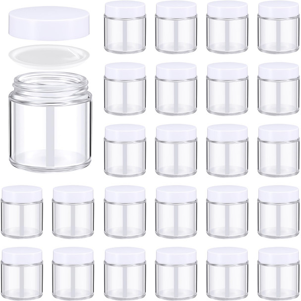 24 Pcs 4 oz Glass Jars with Lids Leakproof Round Airtight Jars Empty Cosmetic Jars with Inner Liners Lid for Storing Lotions Powder Ointments Candle Making (White,Clear)