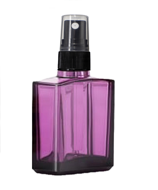 1 oz Purple SQUARE Glass Bottle w/ Black  18-415  Fine Mist Sprayer