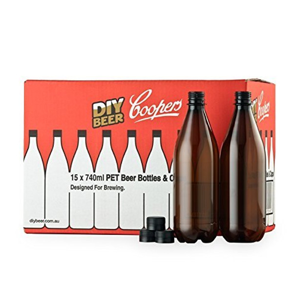 Coopers DIY Beer 740ml Oxygen Barrier Home Brewing Beer Bottling Set, Qty. 15, Brown