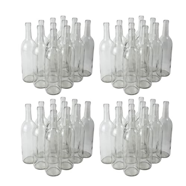 FastRack Clear/Flint Flat-Bottomed Cork Top 48 total Glass Making | 4 Cases of 12 750 ml Wine Bottles, 750ML