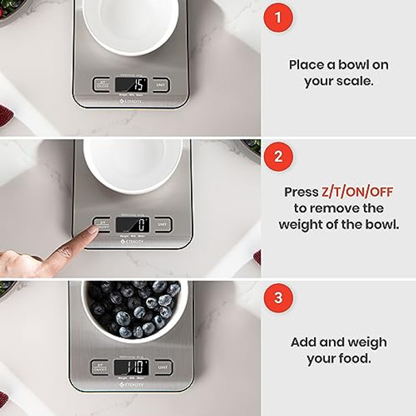 Food Kitchen Scale, Digital Grams and Ounces for Weight Loss, Baking, Cooking, Keto and Meal Prep, LCD Display, Medium, 304 Stainless Steel Food Kitchen Scale, Digital Grams and Ounces for Weight Loss, Baking, Cooking, Keto and Meal Prep, LCD Display, Medium, 304 Stainless Steel