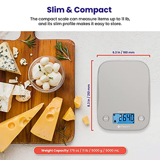 Food Kitchen Scale, Digital Weight Grams and oz for Cooking, Baking, Meal Prep, and Diet, Medium, Gray Food Kitchen Scale, Digital Weight Grams and oz for Cooking, Baking, Meal Prep, and Diet, Medium, Gray