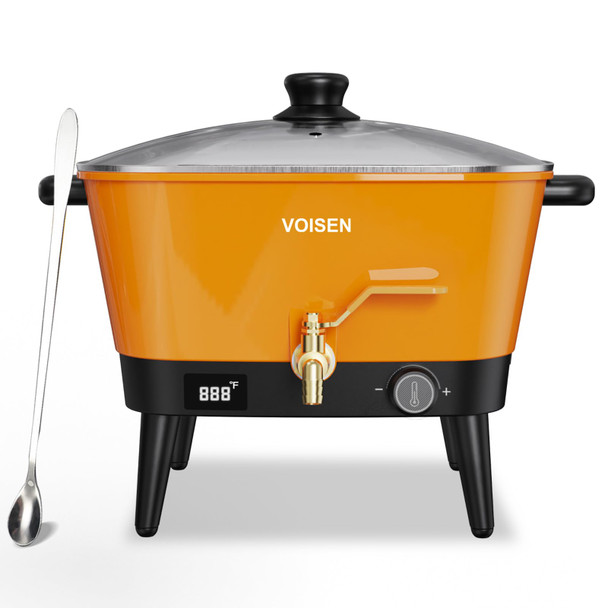 VOISEN Wax Melter for Candle Making, 8Qts Candle Wax Melting Pot with Spout for Soy Wax Soap Base, Electric Wax Melter for Candle Making with Temp Control, Easy Pour,Non-Stick(Orange)