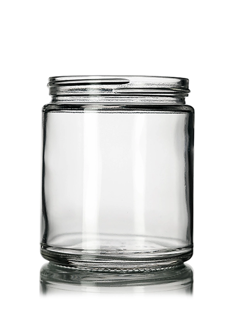 9 oz CLEAR GLASS Jar Straight Sided Jar w/ 70-400  neck finish