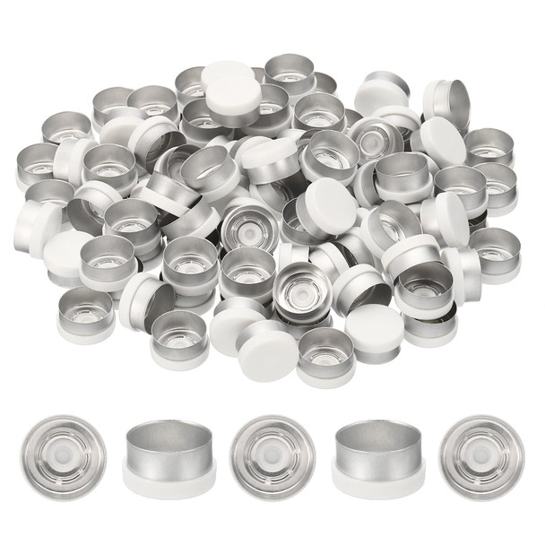 13mm Flip Off Caps, 100 Pcs Flip Off Caps Flip Off Seals Flip Off Vial Seals Plastic Aluminum Caps Cover for Glass Vial, White