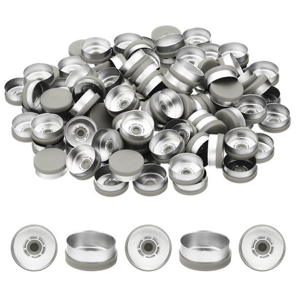 20mm Flip Off Caps, 100 Pcs Flip Off Caps Flip Off Seals Flip Off Vial Seals Plastic Aluminum Caps Cover for Glass Vial, Grey
