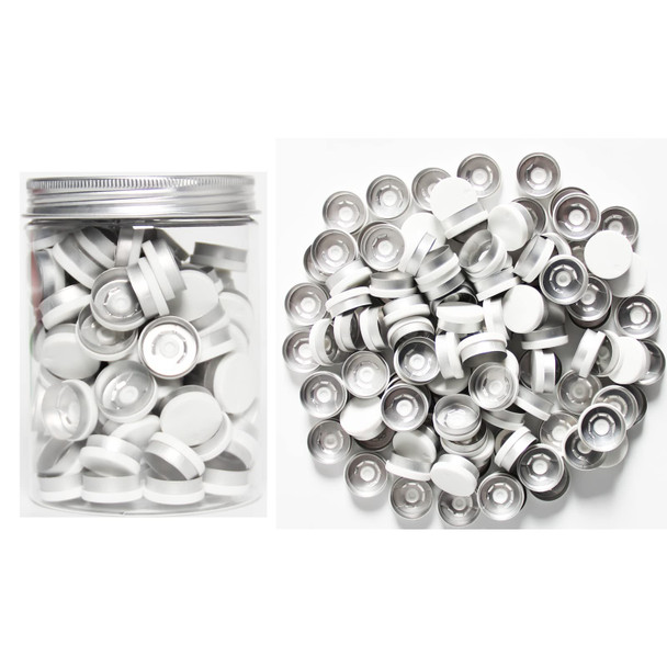 20mm White Flip Top Caps-100 Pcs Aluminum-Plastic White Caps for Glass Vial