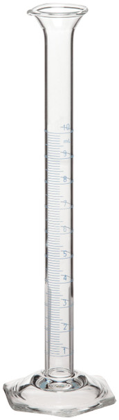 Corning Pyrex 70022-10 Glass 10mL "to Contain" Vista Class A Graduated Single Metric Scale Cylinder, with Funnel Top