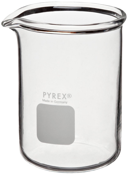 Corning Pyrex 1003-250 Glass 250mL Graduated Low Form Heavy Duty Griffin Beaker, 25mL Graduation Interval, with Double Scale (Pack of 12)
