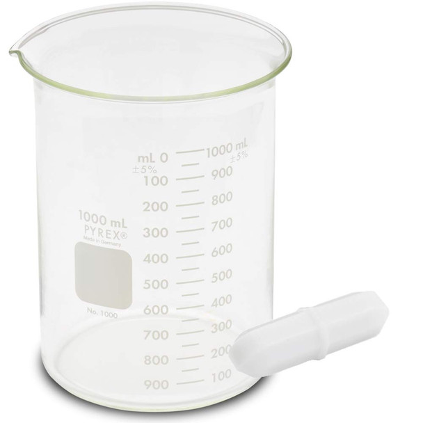 Corning Pyrex 1000-1L, 1000ml Low Form Griffin Beaker with 1 inch Magnetic Stir Bar, Double Scale (Single)