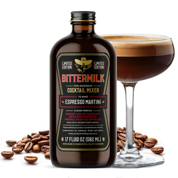 Bittermilk Espresso Martini Mixer - All Natural Handcrafted Cocktail Mixer - Cocktail Mix - Just Add Whiskey, Makes 17 Cocktails