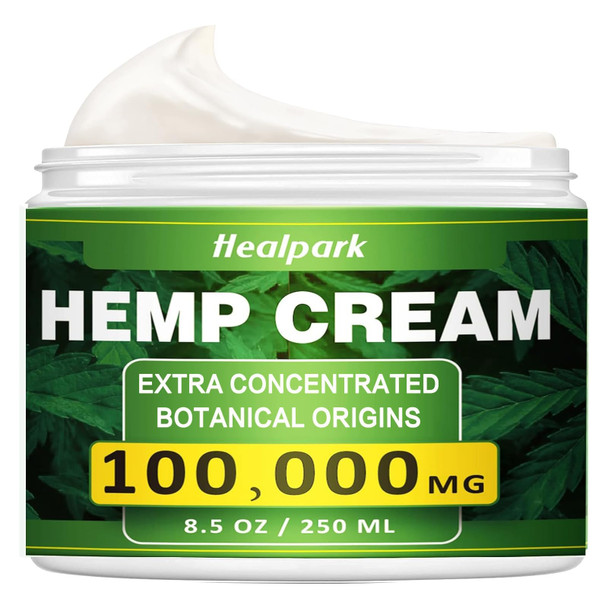 Healpark hemp Cream - 8.5 fl oz -with Arnica,MSM, Turmeric, Menthol, Aloe