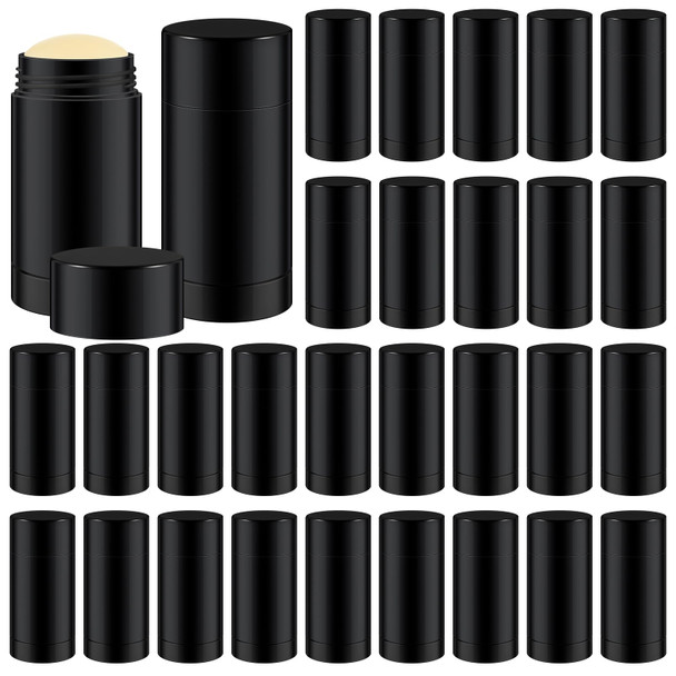 30 Pcs Empty Deodorant Containers Twist up Filling Stick Plastic Deodorant Container Refillable Bottles Bottomfill Round Lip Balm Tubes for Homemade DIY Lipstick Crayon(30 ml,Black)