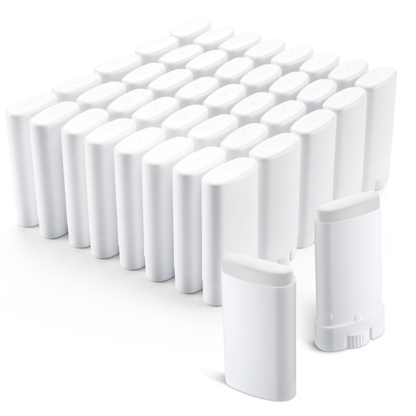 100 Pcs Plastic Empty Deodorant Containers 1/2 oz Travel Deodorant 15ml Refillable Containers Tubes Oval Lip Balm Tubes for Lip Balm DIY, White