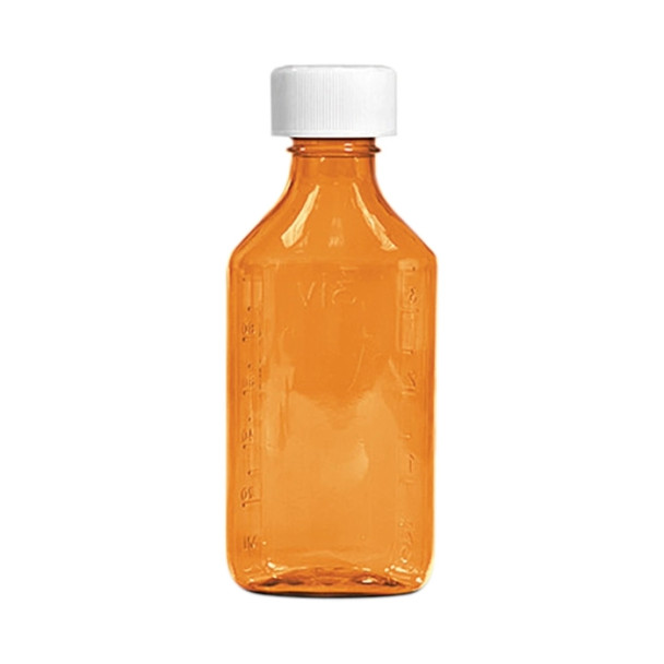 2 oz Graduated Oval RX Bottles with Child-Resistant Caps - Amber - 200 Count