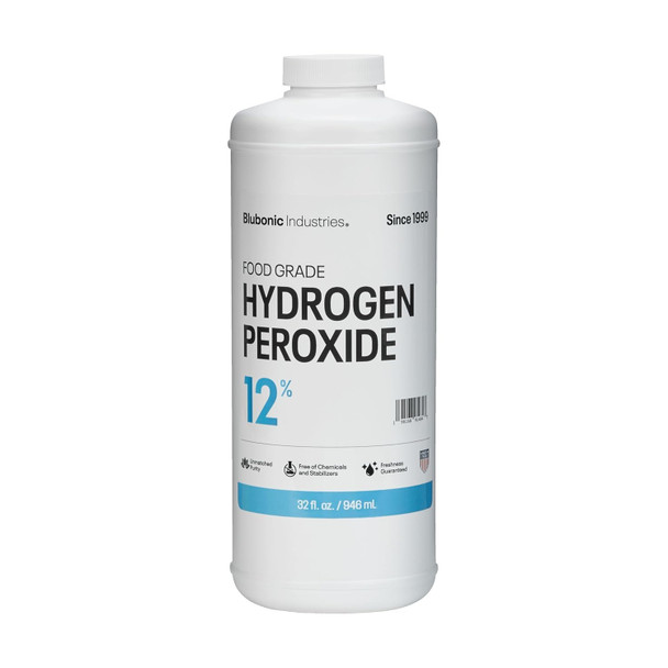 Blubonic Industries 12% Food Grade Hydrogen Peroxide—H2O2, Pure Oxygen and Water, 32 fl oz