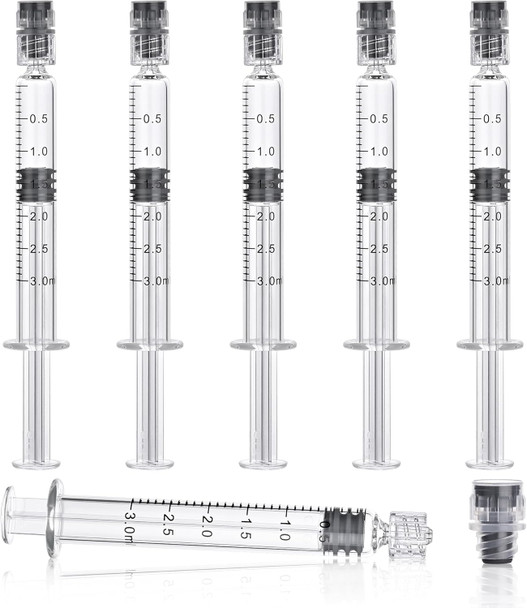 100 Pack 3ml Borosilicate Glass Syringe 3cc Luer Lock Syringe Glass Lab Syringes - Use for Liquids, Glue, Oils, Ink, Lube, Arts Crafts,and Pet Care