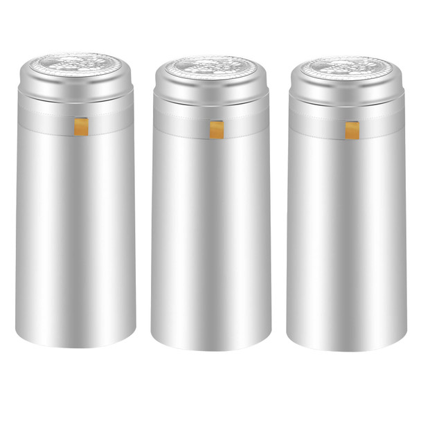PVC heat shrink capsules 120 count elegant silver wine shrink wrap sleeves wine bottle corks capsules for professional, wine cellars and home use