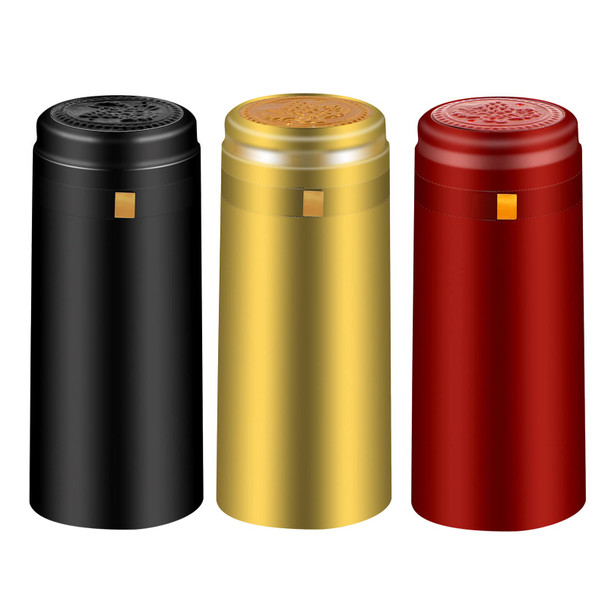 PVC heat shrink capsules - 120 count, 3 colors wine shrink wrap seal bottle corks capsule for professional, cellars and home use - black, red, gold