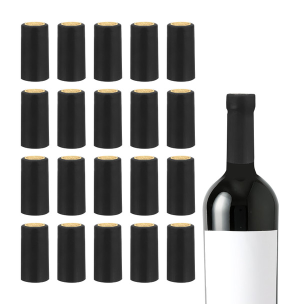 150Pcs PVC Heat Shrink Capsules Wine Bottle Sealer Wine Shrink Wrap Caps for Wine Glass Bottles, Wine Cellars, Home, 30x60mm, Black