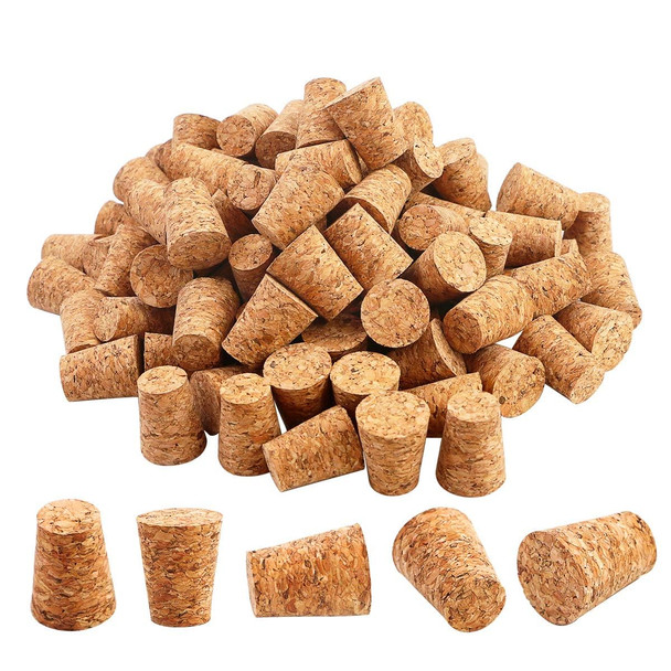 Owevvin 100 Pieces #7 Tapered Cork Plugs, Premium Blank Wine Corks Wine Stoppers Replacement Corks, 0.8 x 0.6 x 1 Inch