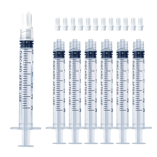 3mL Luer Lock Syringe (No Needle) - Sterile, Individually Wrapped - Pack of 30, Accurate Liquid Measurement, Leak-Proof Design
