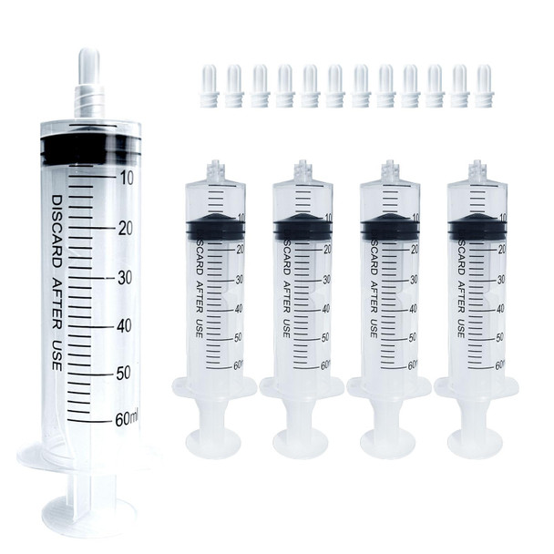 60mL Luer Lock Syringe (No Needle) - Sterile, Individually Wrapped - Pack of 30, Accurate Liquid Measurement, Leak-Proof Design