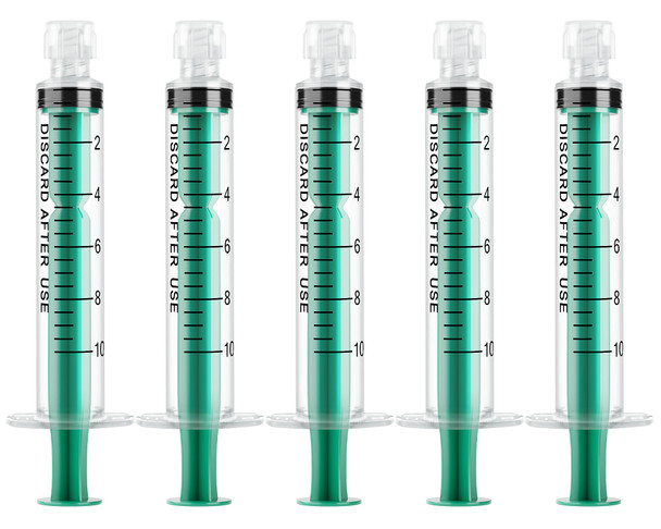 10ml/cc Syringe Without Needle Luer Lock Syringes with Cap, Sterile, Disposable, 50 Pack