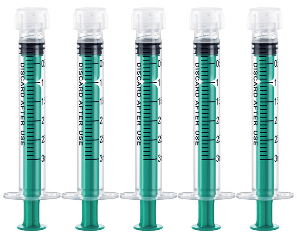 3ml/cc Syringe Without Needle Luer Lock Syringes with Cap, Sterile, Disposable, 50 Pack