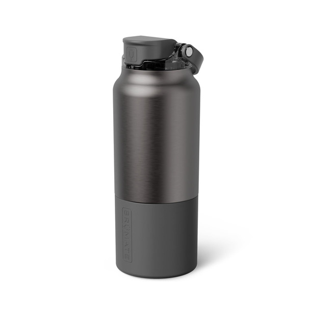 BrüMate Rise 35oz Water Bottle With Covered Silicone Straw | 100% Leakproof Insulated Water Bottle | Soft Sip Silicone Spout | Made of Stainless Steel | 35oz (Black Stainless)