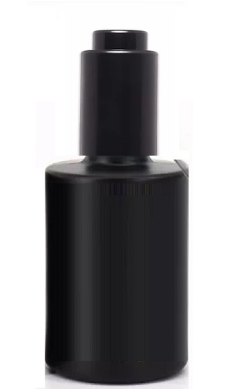 1 oz Black Cylinder Glass Bottle w/ Black Push Down Dropper