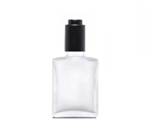 50ml Frosted Square Glass Bottle w/ Black Push Down Dropper